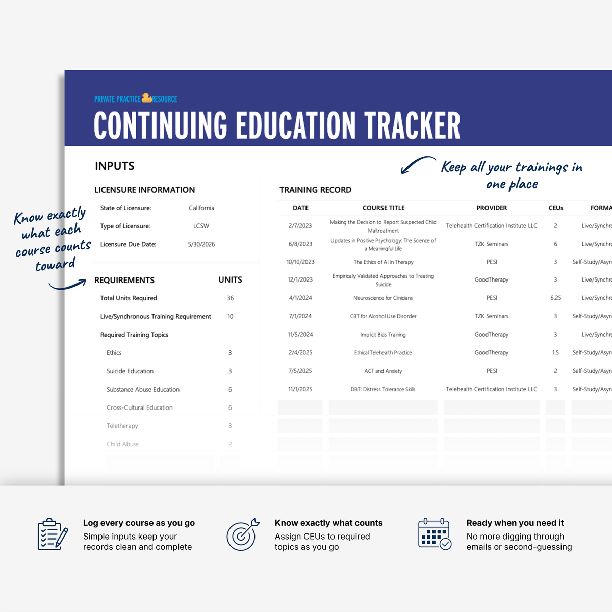 Continuing Education Tracker